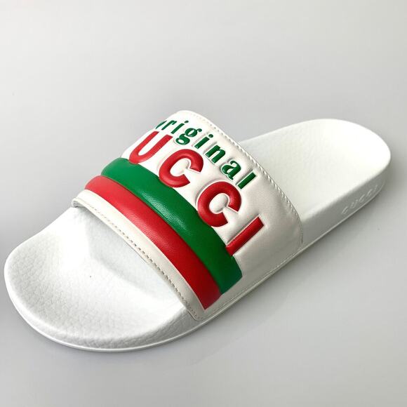 NIB Gucci “Original Gucci” Leather Rubber Pool Slide Sandal Size 40 - Picture 9 of 14